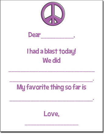 Camp Fill-In Cards - Peace Camp Fill-In Cards - Peace